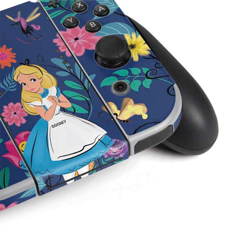 Disney Alice in Wonderland (animated) Floral Print Nintendo Switch OLED (2021) Skin
